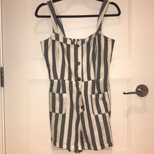 Striped Romper With Tortoise Buttons S